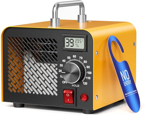 Generatore di ozono 60000 mg/h, purificatore d'aria con ozono per 320 m², con timer da 120 minuti e termoigrometro, ideale per eliminare odori come fumo, animali domestici, cucina (versione base)