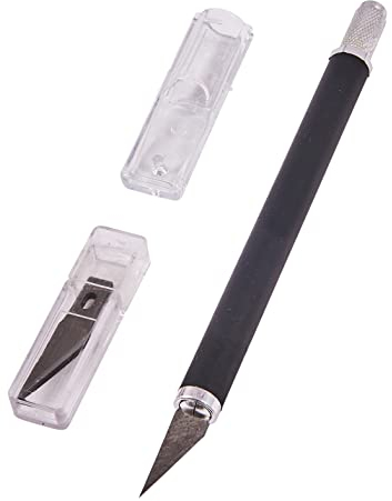 Amtech S0492 Hobby Knife with 5 Blades, Craft Scalpel, Precision Knife for Paper Cutting, Art, Modelling