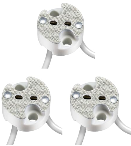 ledscom.de 3 Stück GU5.3/G4 Fassung, Keramik, weiß, 12V AC, max. 25W