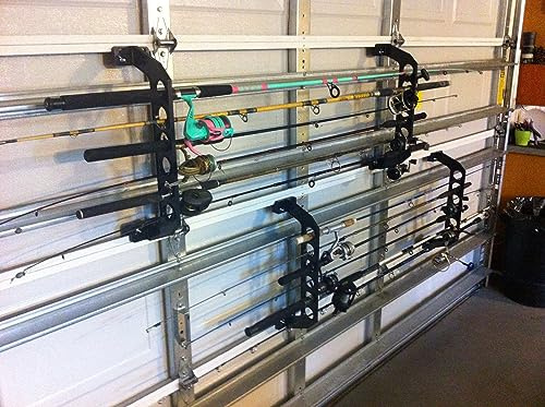 Cobra Storage Garage Door Storage Rack - 21 Black ABS Plastic Fishing Rod Holder - Ultimate Garage Organization for Fishing Gear and Equipment, Saltwater Fishing Gear