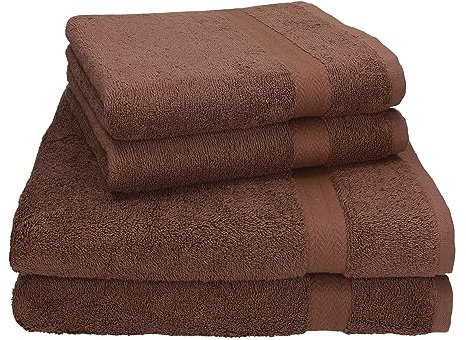 Betz 4-TLG. Handtuch-Set Premium 100% Baumwolle 2 Duschtücher 2 Handtücher Farbe nuss