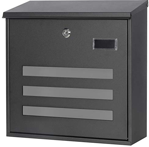 Decaller Galvanized Steel Mailbox with Key Lock, Wall Mount Metal Mail Box Outdoor, 13 x 11.8 x 4.1, 918 Black