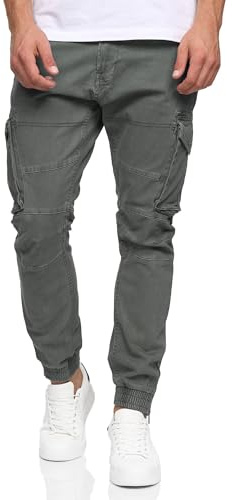 Indicode Herren Alex Cargohose aus Baumwolle mit 6 Taschen | Cargo Chino Hose f. Männer Iron, M