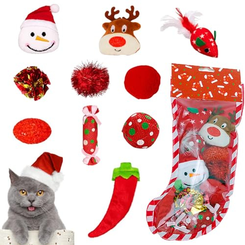 septillar Giochi per Gatti, 10 Pezzi Natale Giocattoli per Gatti Interattiv Gioco Gatto da Interno Set