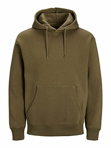 JACK & JONES Basic Hoodie för män, mjuk sweat Hood Jumper med huva, kaki, XS