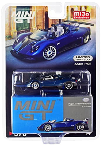 Truescale Miniatures Pagani Zonda HP Barchetta Conv. Blu Tricolore Met. & Carbonio w/Bianco Interno Ltd Ed a 4200 pz 1/64 Diecast Modellino Auto True Scale MGT00370