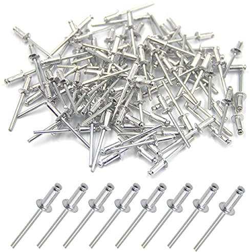 100pcs Aluminium Blind Rivet 4mm x 12mm, Open End Rivet Pop Rivet (Silver)