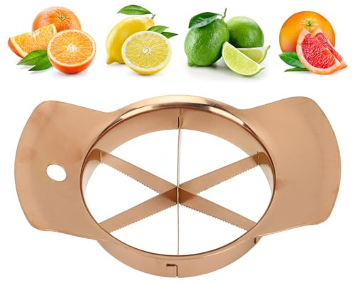 Affettatrice per Mele in Acciaio Inossidabile Taglia-Mele, Snocciolatore, Divisore Affettatrice per Mele per Mela, Arancia, Pomodoro, Patata, Limone (Oro rosa)