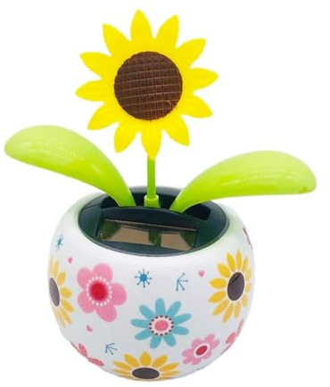 YDEROD Solar Powered Swinging Dancer Bobblehead Toy in Colorful Pot, Fun Solar Dancing Flower Decoration for Car Dashboard, Office Desk, or Windowsill Decor (Sunflower)