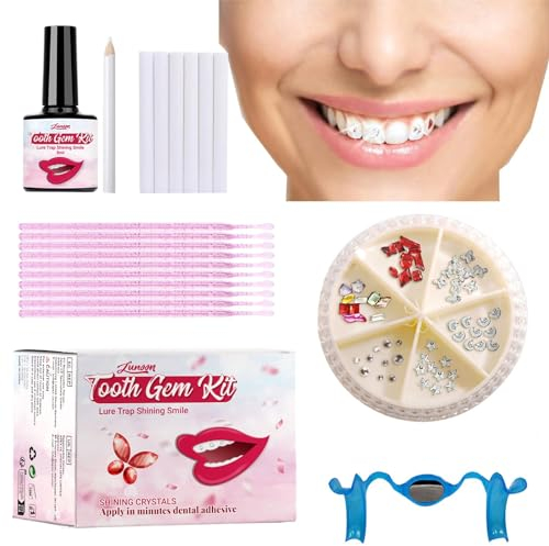 Zahn Edelstein Set, Zahnschmuck Set, Tooth Gem Kit, Glänzende Kristall Edelstein Zähne DIY, Zahn Schmuck Starter Set Für Ein Strahlendes Lächeln, Zahn Kristall Dekoration, Abnehmbare Zahnverzierung