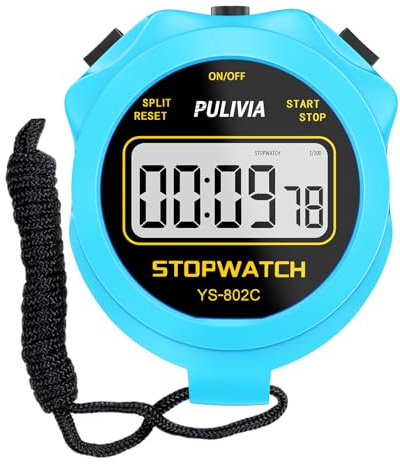 PULIVIA Cronómetro Deportivo con Botón de Encendido y Apagado Silencioso, Sin Calendario para un Funcionamiento Sencillo, Cronómetro Digital para Entrenamiento de Niños y Entrenadores, Azul