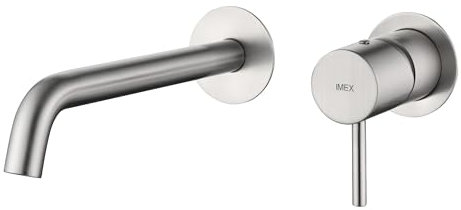 Mice - Robinet Encastré de Lavabo Monocommande, Robinetterie pour Eau Froide/Chaude - Salle de Bain Or Brossé - Robinets Encastrés (Nickel Brossé)