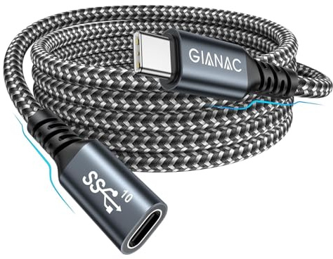 USB C-förlängningskabel [100 W/3 meter] typ C-kabel hane till hona 10 Gbps | Typ C förlängningskabel 3.2 Gen2 4K @ 60Hz för iPhone 17/16/15 Pro Max, MacBook Pro/Air XPS 15 Galaxy S23 S22