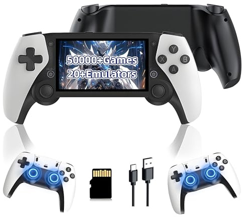 M25 Retro Handheld Gaming Console,50000+ Games,20+ Emulators,Retro Game Console with Dual 2.4G Wireless Controllers,EmuELEC System,4.3″ LCD HD screen Portable Video Game Console,3000mAh (256G)