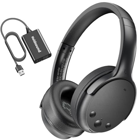 Holdsound Kopfhörer für Fernseher,TV Kopfhörer Kabellos für Senioren mit USB Verlängerungskabel Sender, 40 Stunden, Keine Verzögerung, Plug and Play, Geschenke für ältere Menschen