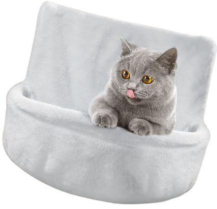 Geavonyg Lit Hamac Luxueux pour Chats Chauffage Grand Animal en Peluche Nid De Repos Détachable Et Lavable Temps Froid