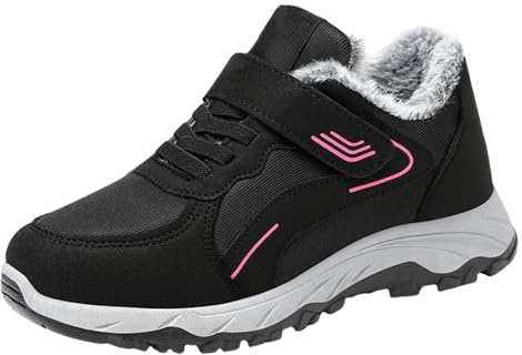 Generisch Zapatos de invierno para mujer, forrados negros, resistentes al agua, cálidos, para interiores, unisex, para exteriores, con plataforma, cómodos, informales, zapatillas de tenis de felpa