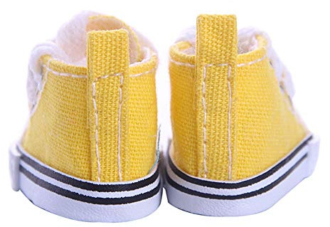Generic 14 Inch Doll Sneakers Doll Shoes Canvas Shoes Multiple Colors Versatile Cloth Sneakers with Easy On Off for Wardrobe Accessories (yellow)