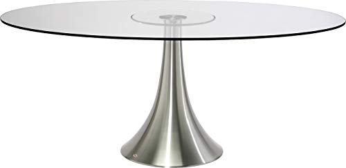 Kare Design Tisch Grande Possibilita, Weiß, Silber, 4-6 Personen, Ovaler Esszimmertisch, Minimalistisch, Essbereich, Retro-Style, Pflegeleicht, Sicherheitsglas Tischplatte, 76x120x180 cm (HxBxT)