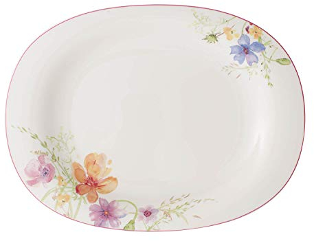 Villeroy & Boch Mariefleur Basic Servierplatte, 34 cm, Premium Porzellan, Weiß/Bunt