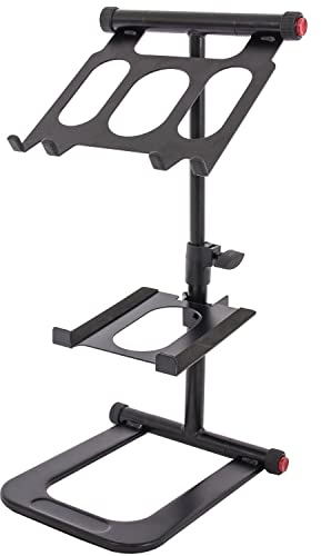 Ibiza - SLAP200 - Doppelständer für Laptop und einstellbares 360° DJ-Pult - Schwarz