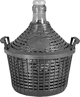 Home Damajuana con Cesta, Vidrio/Plástico, Beis, 15 litros, Negro, 15lt