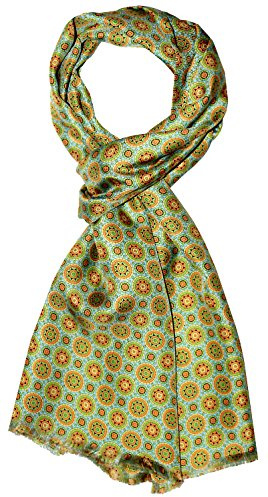 Lorenzo Cana dam lyx sjal 100 % siden i harmoniska färger tryckt dubbelsidig sidenhalsduk sidenduk duk Dandy Style 30 x 160 cm
