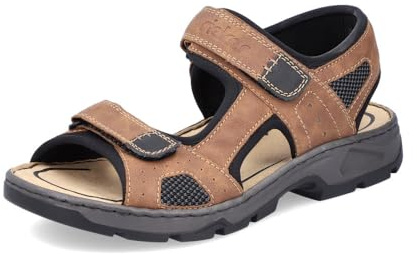 Rieker Men Sandals 26156, Men´s Strappy Sandals,Summer Shoe,Summer Sandal,Comfortable,Flat,Brown (Braun Kombi / 25),46 EU / 11 UK