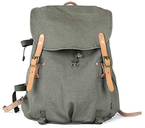 Gootium Rucksack aus Segeltuch – Vintage-Militär-Rucksack, Reise-Tagesrucksack, armee-grün, Large