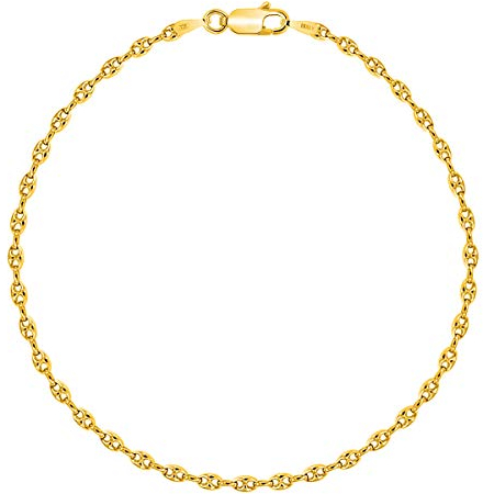 PLANETYS - Kaffeebohne Bohnenkette Armband 925 Sterling Silber 18K Vergoldet - 2.5 mm Breite