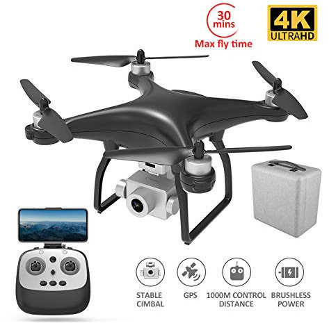 Drone Portable, GPS 5G Wifi HD 4K Professionnel Caméra RC Quadcopter Brushless Drones Gimbal Stabilisateur 30 Minutes De Vol,4k