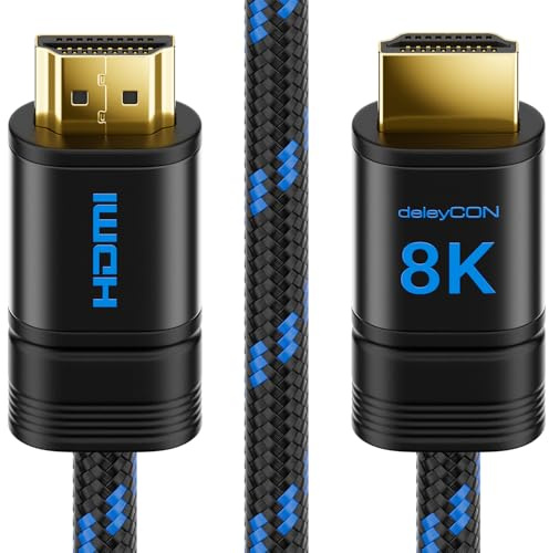 deleyCON 4m 8K HDMI 2.1b Kabel (48G, ULTRA Highspeed) Zertifiziert, 8K@60Hz 4K@144Hz 120Hz 2K@144Hz/165Hz eARC HDCP 2.3/2.2 - für DTS:X HDR Dolby Atmos TV PS5 Xbox Soundbar Monitor
