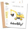 MeinBaby123® 10 Einladungskarten Kindergeburtstag Jungs | süße Geburtstagseinladungen für Kinder | Bagger Einladungskarten | inkl. 10 Briefumschläge | Premium Qualität (Bagger V2)