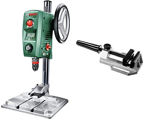 Bosch Home and Garden Bench Drill PBD 40 (710 W, Maximum Drilling Diameter in Steel/Wood) & Professional 2608030055 MS80 Machine Vice, Black/Silver, 95 x 80 x 80 mm