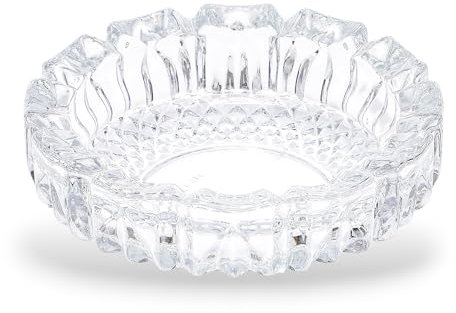 Vienberg Diamant Jumbo Glas Aschenbecher | XXL Rund Glasaschenbecher für Zigaretten Zigarren Kristall-Aschenbecher | Dekoschale Glas Ablageschale Spülmaschinenfest