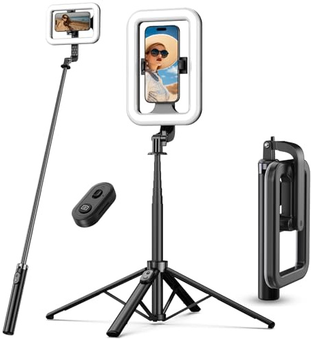 M MYBAT PRO Selfie Ring Light with 72 Tripod Stand - Extendable Selfie Stick with Light for Phone, Live Streaming, Makeup, Travel, Gaming, Video, Includes Phone Holder& USB-C Powered