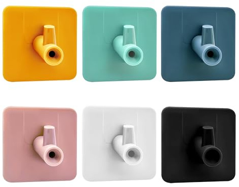 Crochets autocollants, Crochets adhésifs Vis Crochets de porte adhésifs extra forts pour crochets de douche suspendus vêtements Stick sur crochet mural pour chambre cuisine salle de bain, 6 Packs