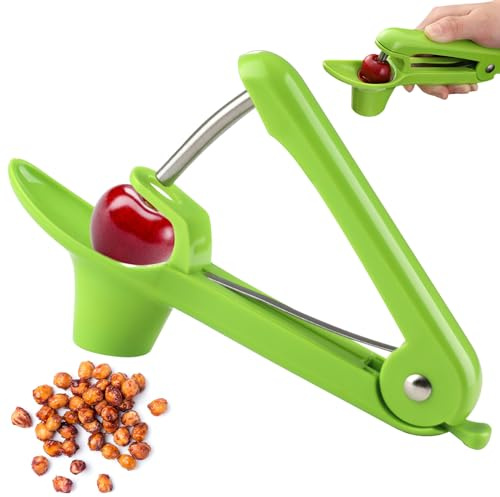 Cherry Pitter, Cherry Stoner Remover with Stainless Steel Rod Portable Cherries Pitter Tool Kitchen aid with Space-Saving Lock Design Cherries Destoner Olive Pitters for Hawthorn Cherryston