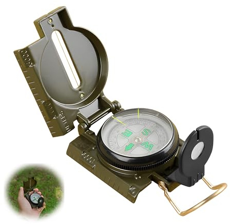 Brújula Militar de punta: brújula de orientación resistente e impermeable, marcas fluorescentes, amortiguación rápida de la Aguja, lectura precisa de acimut para Trek, supervivencia y mapeo