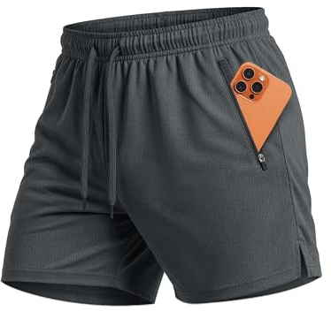 MAGCOMSEN Men's 5 Inch Quick Dry Lightweight Running Gym Shorts Darkgrey, L