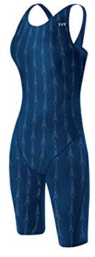 TYR Women's Solid Fusion 2 Open Back Swimsuit - U12 Compliant, Navy, 28