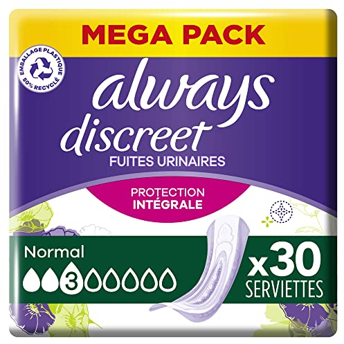 Always Discreet Inkontinenz-Slipeinlagen Damen, Normal (30 Binden) Mega Pack, starker Schutz, den Sie kaum spüren