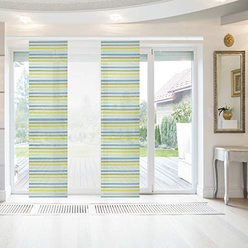 Bestlivings Flächenvorhang Elena 3er Pack gestreift 60 x 260 cm (B x H) in Petrol Grün inkl. Zubehör, Schiebevorhang mit Streifen