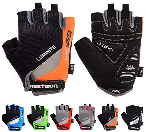 meteor Enfants Gants de Vélo Garçons Filles Cyclisme VTT Demi-Doigts Antidérapant Mitaines de Sport Antichoc Respirant Courts pour Bicyclette Réglables Scooter Paire de Gant
