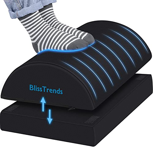 BlissTrends Foot Rest for Under Desk at Work-Versatile Foot Stool with Washable Cover-Comfortable Footrest with 2 Adjustable Heights for Car,Home and Office to Relieve Back,Lumbar,Knee Pain-Black