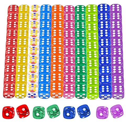 GAROMIA 100 Stück Bunte Würfel 12mm Würfel Set Dice würfelset 6 Seitige Transparent Farben Würfel Spielwürfel für Tischkartenspiele Standardwürfel Bunt Würfelspiele Tischspiele