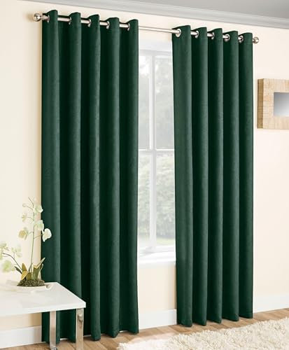 Enhanced Living Vogue Green 90 x 72 inch (229x183cm) Eyelet Thermal Noise Reducing Dim Out Curtains for Bedroom and Living Room