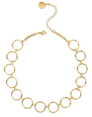 SINGULARU - Choker Circles & Circles. Colgante en Latón con Acabado Baño de Oro de 18 Kt. Cadena de Largo Ajustable 30,5 cm + 5,5cm. Joyas para Mujer
