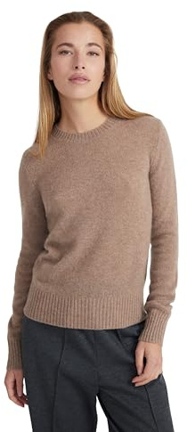 Style & Republic Jersey de cachemira para mujer elegante de 100% cachemira: tu acogedor jersey de punto premium para momentos elegantes de otoño e invierno, turrón, L