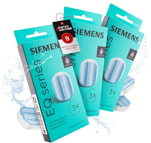 MEISTERZWECK4U Siemens TZ80002 Lot de 9 tablettes de détartrage - Compatible avec les machines à café EQ & Surpresso - Détartrage et nettoyage, élimine le calcaire et protège contre la corrosion